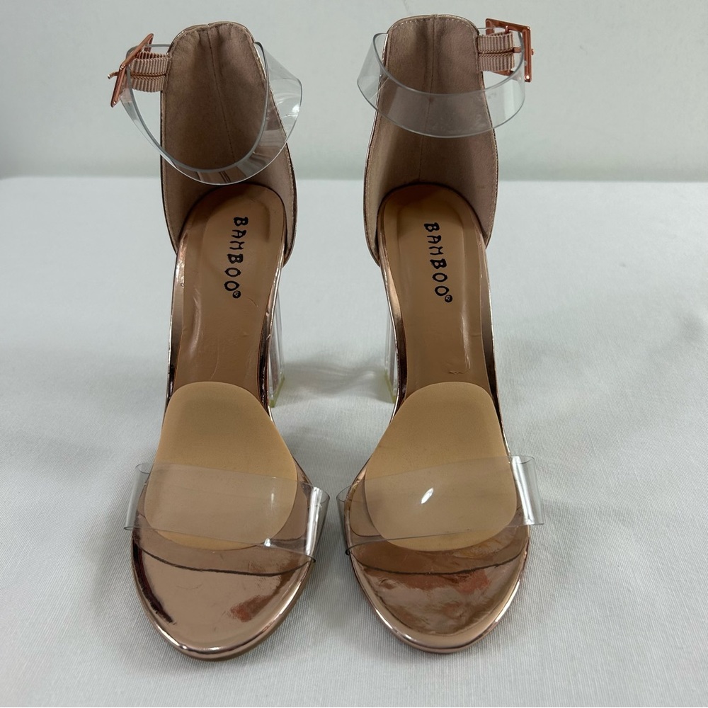 Rose Gold Outburst Sandal Square Heel Womens Size 6 EUC - Picture 4 of 11